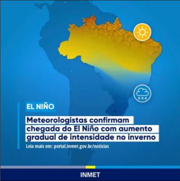 Meteorologistas confirmam chegada do El Niño com aumento gradual de intensidade no inverno